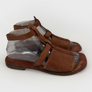 Free People Long Weekend Boho Cognac Brown Sandals Size 6